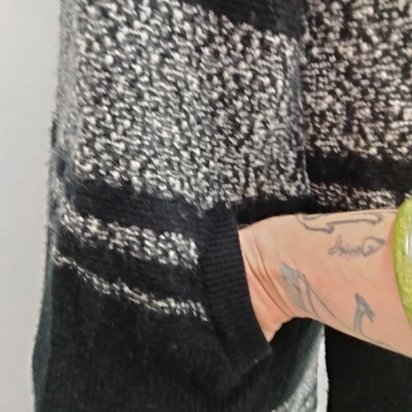 ATHLETA Wool Cashmere Longline Open Front Cardigan in Marled Black Grey Sz. XS - Picture 7 of 12